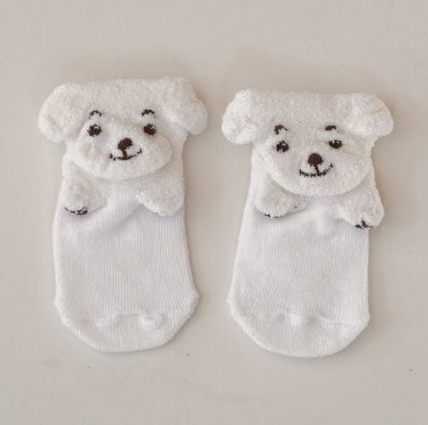 White Puppy Animal Socks, 9-12cm