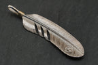 Large Silver Feather Pendant (w/ gold coil)