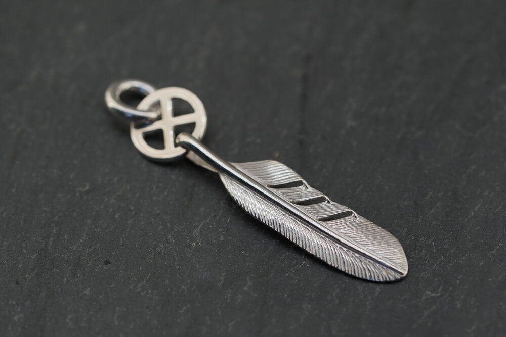 Four Corner Silver Feather Pendant