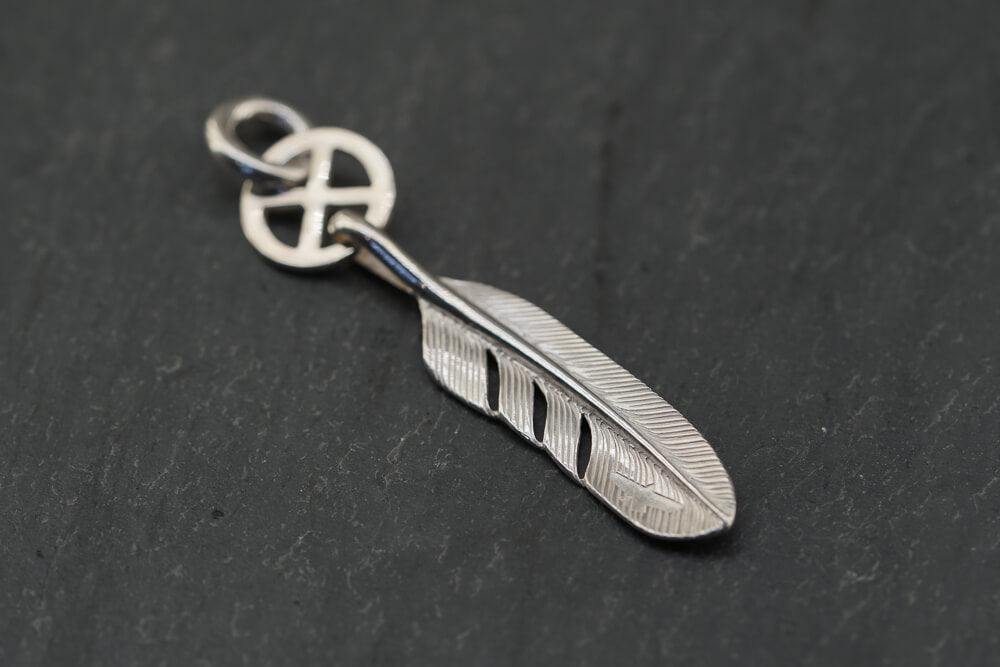 Four Corner Silver Feather Pendant