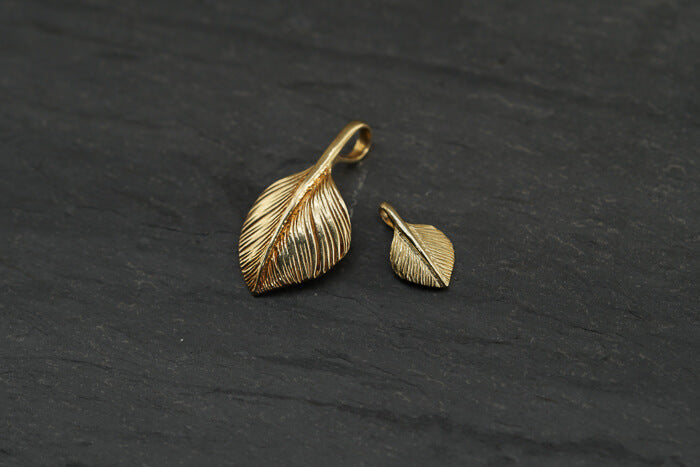 Gold Mini Heart Feather Pendant