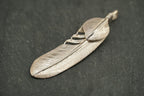 Large Silver Feather Pendant (w/ silver heart feather)